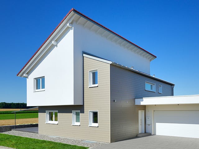 Fertighaus Haus Sonnenfeld von Keitel-Haus Schlüsselfertig ab 460364€, Pultdachhaus Außenansicht 2