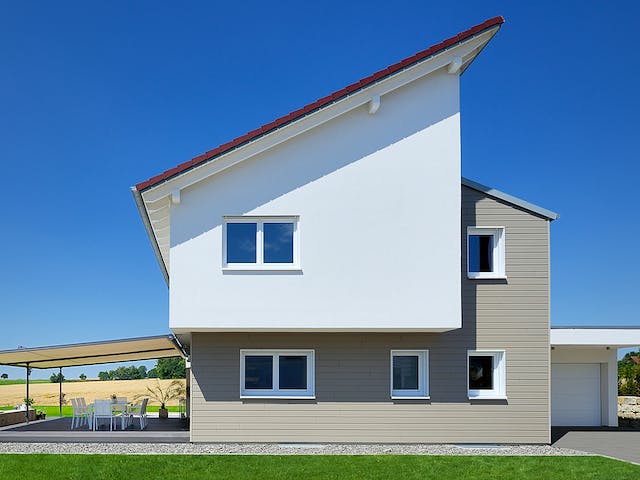 Fertighaus Haus Sonnenfeld von Keitel-Haus Schlüsselfertig ab 460364€, Pultdachhaus Außenansicht 3