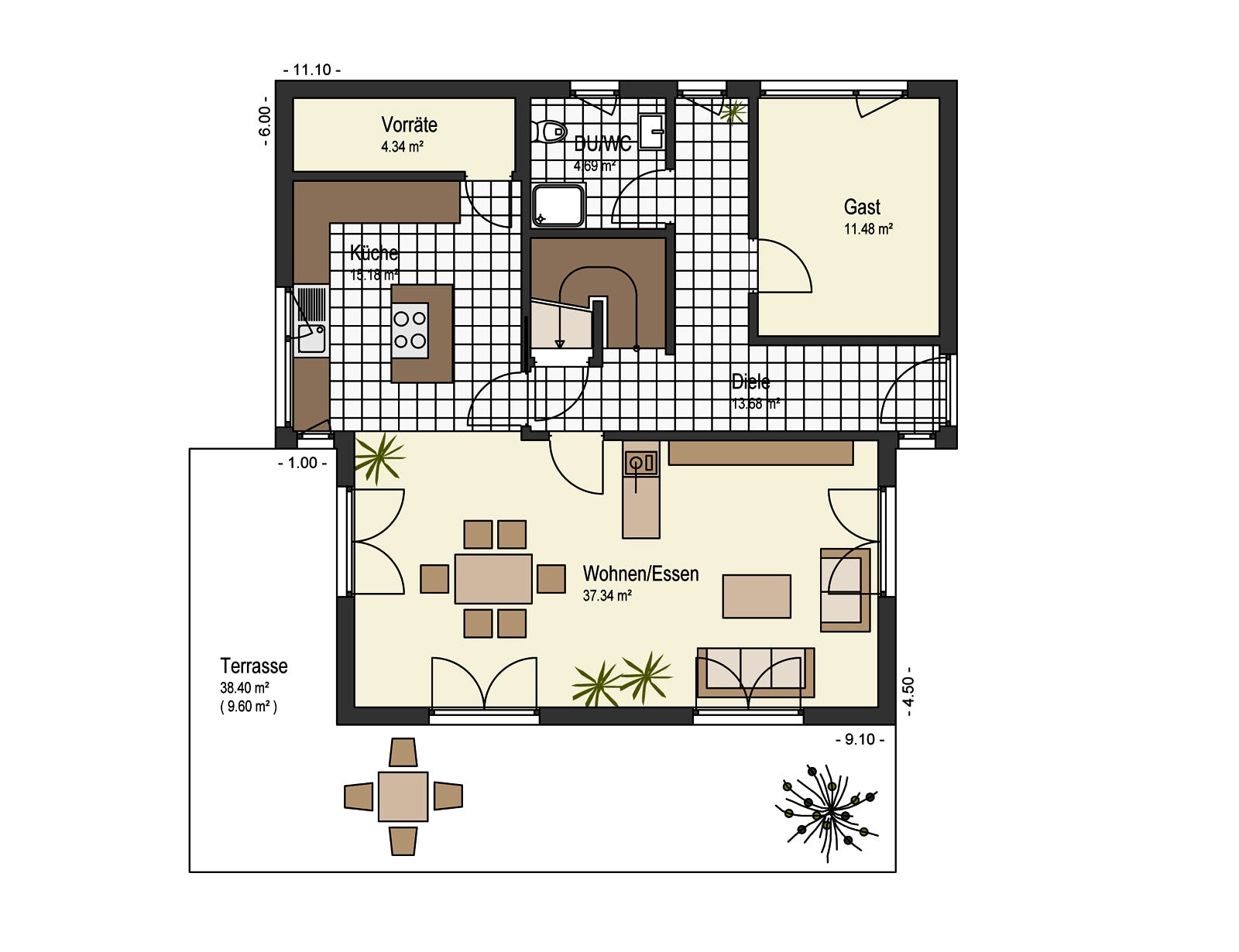 Fertighaus Haus Stromberg von Keitel-Haus Schlüsselfertig ab 301900€, Pultdachhaus Grundriss 1