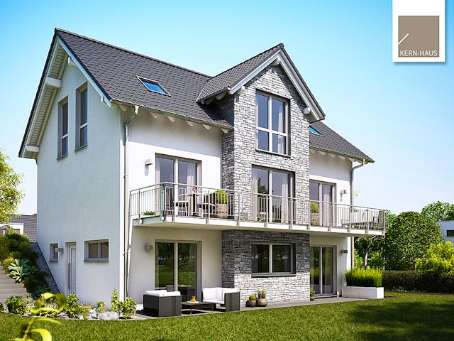 Massivhaus Familienhaus Aura mit Einliegerwohnung von Kern-Haus Schlüsselfertig ab 694900€, Außenansicht 1 Massivhaus Familienhaus Aura mit Einliegerwohnung von Kern-Haus Schlüsselfertig ab 694900€, Außenansicht 1