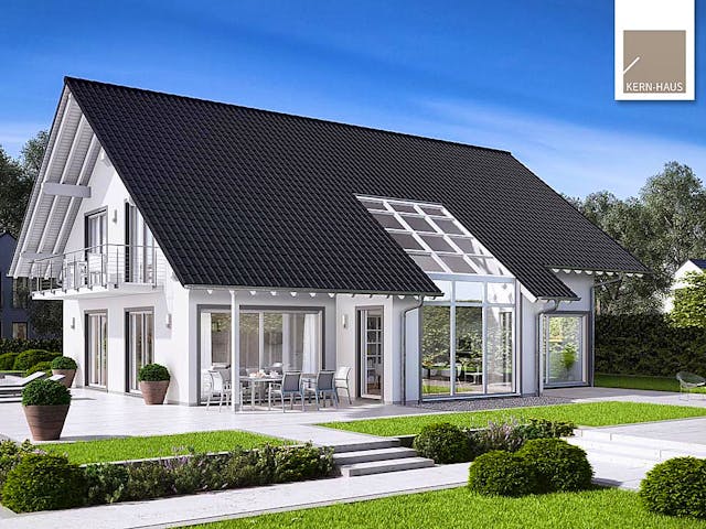 Massivhaus Familienhaus Maxime von Kern-Haus Schlüsselfertig ab 699900€, Satteldach-Klassiker Außenansicht 1 Massivhaus Familienhaus Maxime von Kern-Haus Schlüsselfertig ab 699900€, Satteldach-Klassiker Außenansicht 1