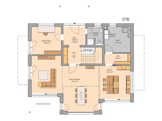 Massivhaus Familienhaus Maxime von Kern-Haus Schlüsselfertig ab 699900€, Satteldach-Klassiker Grundriss 1