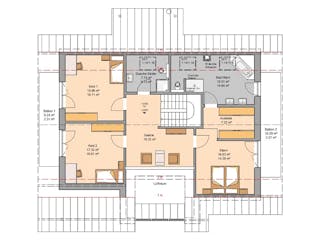 Massivhaus Familienhaus Maxime von Kern-Haus Schlüsselfertig ab 699900€, Satteldach-Klassiker Grundriss 2