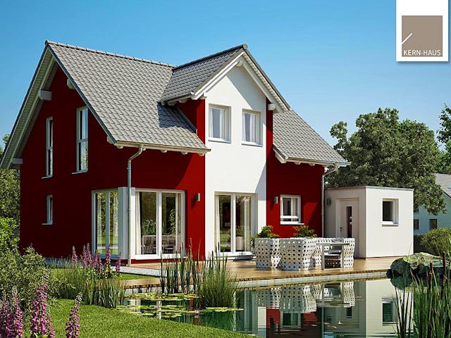 Massivhaus Familienhaus Loop Plus von Kern-Haus Schlüsselfertig ab 325900€, Satteldach-Klassiker Außenansicht 1 Massivhaus Familienhaus Loop Plus von Kern-Haus Schlüsselfertig ab 325900€, Satteldach-Klassiker Außenansicht 1