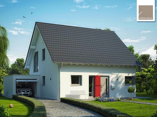 Massivhaus Familienhaus Luna Plus von Kern-Haus Schlüsselfertig ab 367900€, Satteldach-Klassiker Außenansicht 2