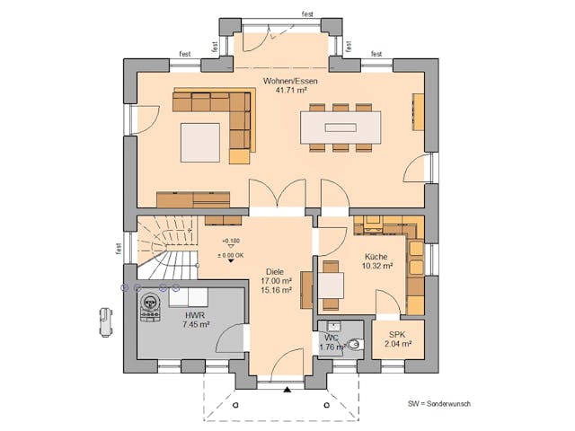 Massivhaus Stadtvilla Riva von Kern-Haus Schlüsselfertig ab 452900€, Stadtvilla Grundriss 1