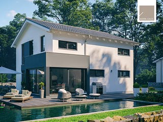 Massivhaus Familienhaus Allea von Kern-Haus Schlüsselfertig ab 402900€, Satteldach-Klassiker Außenansicht 1
