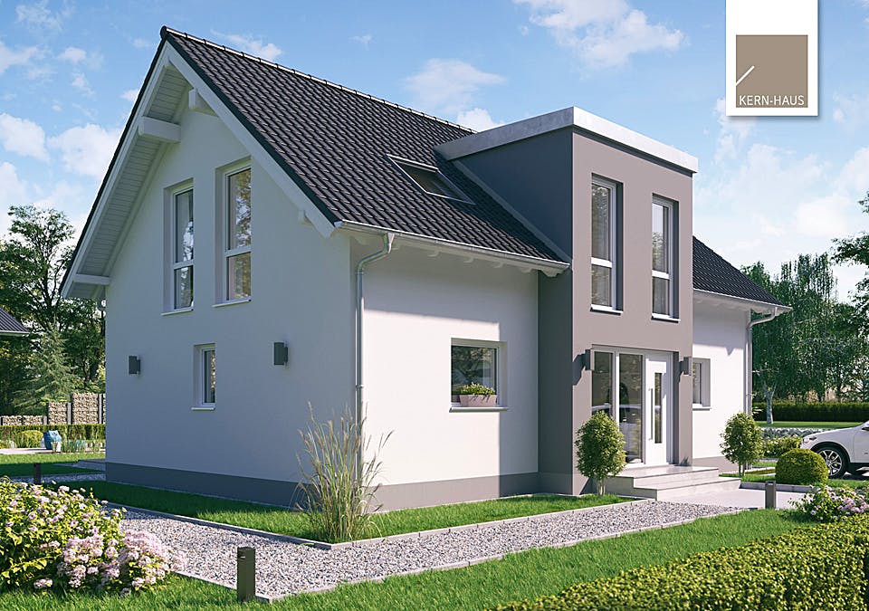 Massivhaus Familienhaus Auro von Kern-Haus Schlüsselfertig ab 495900€, Satteldach-Klassiker Außenansicht 2
