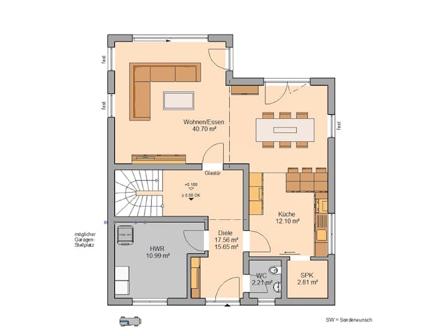 Massivhaus Stadtvilla Certo von Kern-Haus Schlüsselfertig ab 437900€, Stadtvilla Grundriss 1