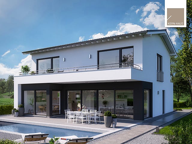 Massivhaus Familienhaus Elea von Kern-Haus Schlüsselfertig ab 598900€, Satteldach-Klassiker Außenansicht 1
