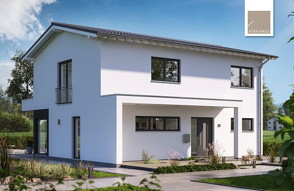 Massivhaus Familienhaus Elea von Kern-Haus Schlüsselfertig ab 627900€, Satteldach-Klassiker Außenansicht 2