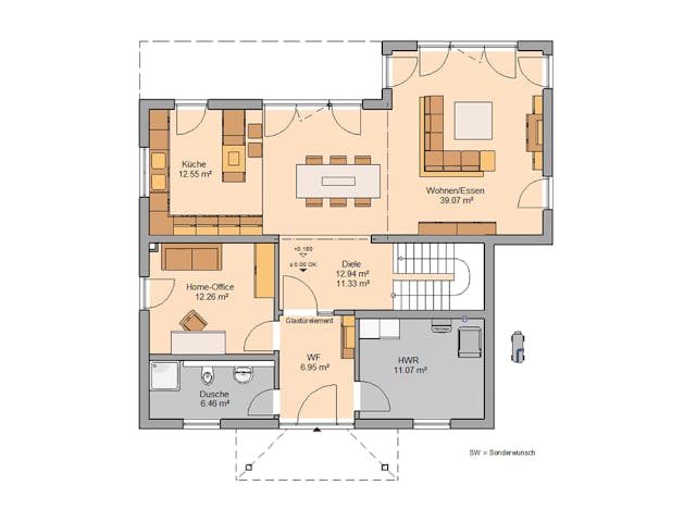 Massivhaus Stadtvilla Gredo von Kern-Haus Schlüsselfertig ab 542900€, Stadtvilla Grundriss 1