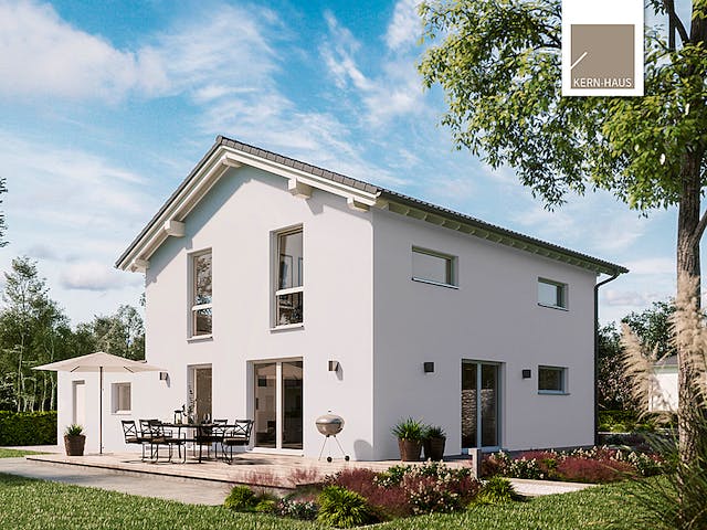 Massivhaus Familienhaus Jara von Kern-Haus Schlüsselfertig ab 379900€, Satteldach-Klassiker Außenansicht 1