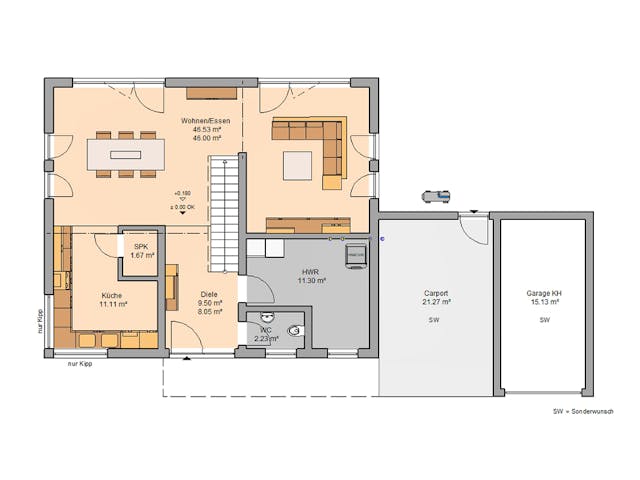 Massivhaus Familienhaus Melia von Kern-Haus Schlüsselfertig ab 394900€, Satteldach-Klassiker Grundriss 1