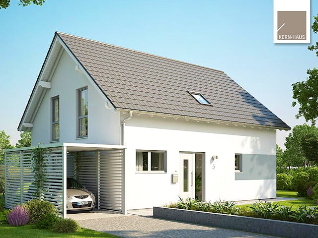 Fertighaus Familienhaus Signum von Kern-Haus Schlüsselfertig ab 343900€, Satteldach-Klassiker Außenansicht 1 Fertighaus Familienhaus Signum von Kern-Haus Schlüsselfertig ab 343900€, Satteldach-Klassiker Außenansicht 1