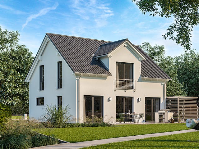 Massivhaus Familienhaus Trend von Kern-Haus Schlüsselfertig ab 327900€, Satteldach-Klassiker Außenansicht 1 Massivhaus Familienhaus Trend von Kern-Haus Schlüsselfertig ab 327900€, Satteldach-Klassiker Außenansicht 1