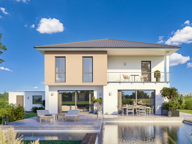 Massivhaus STADTVILLA PALLAS von Kern-Haus Chemnitz Schlüsselfertig ab 497900€, Stadtvilla Außenansicht 1