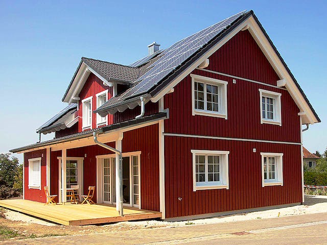 Fertighaus Schwedenhaus 160 von Kielwein Holzbau Schlüsselfertig ab 400000€, Satteldach-Klassiker Außenansicht 1