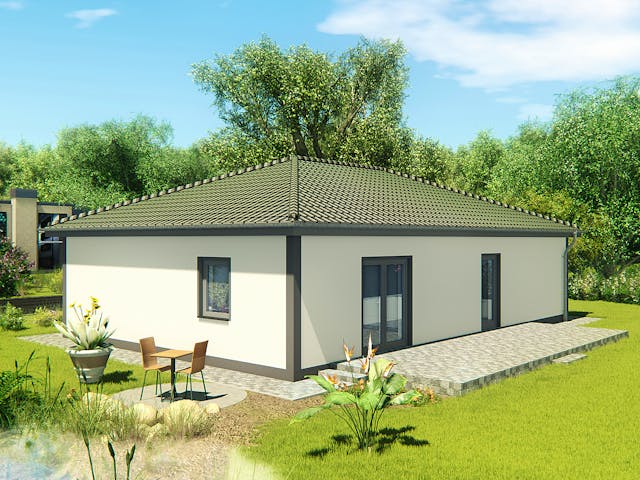 Massivhaus Bungalow 100A von KLINKER HAUS Schlüsselfertig ab 244700€, Bungalow Außenansicht 1 Massivhaus Bungalow 100A von KLINKER HAUS Schlüsselfertig ab 244700€, Bungalow Außenansicht 1