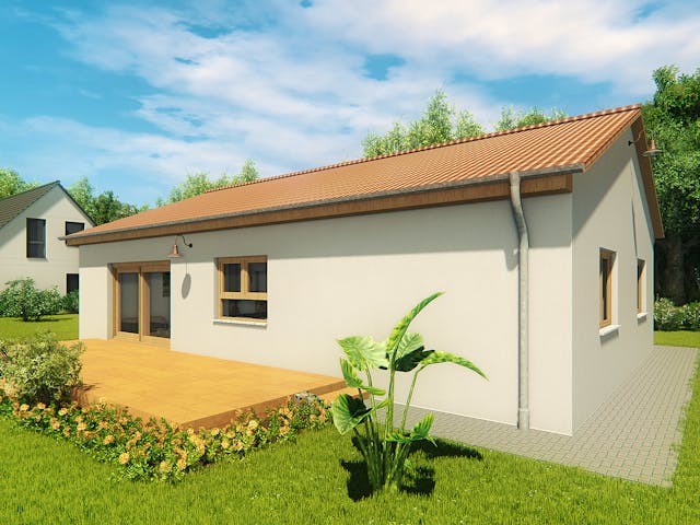 Massivhaus Bungalow 100C von KLINKER HAUS Schlüsselfertig ab 244700€, Bungalow Außenansicht 1 Massivhaus Bungalow 100C von KLINKER HAUS Schlüsselfertig ab 244700€, Bungalow Außenansicht 1