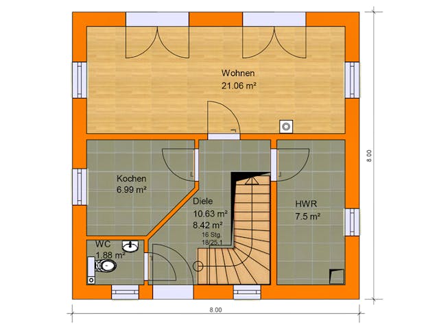 Massivhaus Stadtvilla Florenz 1 von KLINKER HAUS Schlüsselfertig ab 270800€, Stadtvilla Grundriss 1