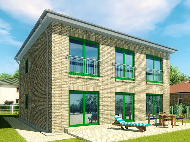 Massivhaus Stadtvilla Florenz 5 von KLINKER HAUS Schlüsselfertig ab 360300€, Stadtvilla Außenansicht 1 Massivhaus Stadtvilla Florenz 5 von KLINKER HAUS Schlüsselfertig ab 360300€, Stadtvilla Außenansicht 1