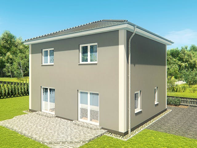 Massivhaus Stadtvilla Grosseto 1 von KLINKER HAUS Schlüsselfertig ab 293400€, Stadtvilla Außenansicht 1