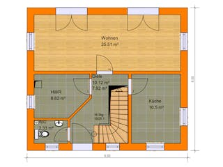 Massivhaus Stadtvilla Grosseto 1 von KLINKER HAUS Schlüsselfertig ab 293400€, Stadtvilla Grundriss 1