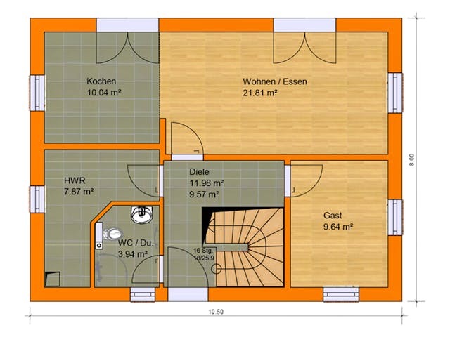 Massivhaus Stadtvilla Grosseto 4 von KLINKER HAUS Schlüsselfertig ab 326600€, Stadtvilla Grundriss 1