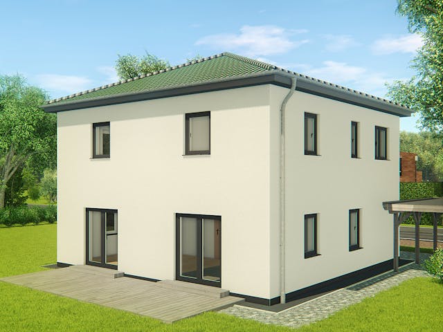 Massivhaus Stadtvilla Lucca 1 von KLINKER HAUS Schlüsselfertig ab 335900€, Stadtvilla Außenansicht 1 Massivhaus Stadtvilla Lucca 1 von KLINKER HAUS Schlüsselfertig ab 335900€, Stadtvilla Außenansicht 1