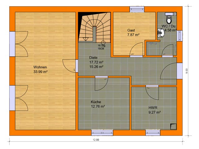Massivhaus Stadtvilla Lucca 5 von KLINKER HAUS Schlüsselfertig ab 375700€, Stadtvilla Grundriss 1