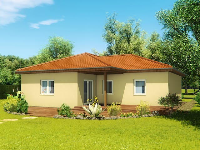 Massivhaus Winkelbungalow 100 von KLINKER HAUS Schlüsselfertig ab 257700€, Bungalow Außenansicht 1 Massivhaus Winkelbungalow 100 von KLINKER HAUS Schlüsselfertig ab 257700€, Bungalow Außenansicht 1