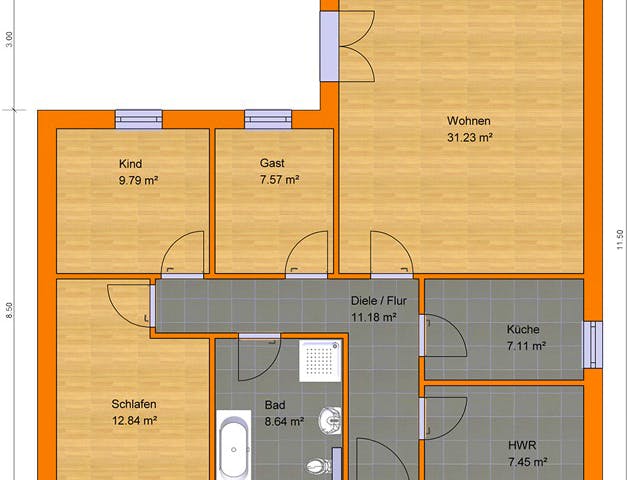 Massivhaus Winkelbungalow 100 von KLINKER HAUS Schlüsselfertig ab 257700€, Bungalow Grundriss 1