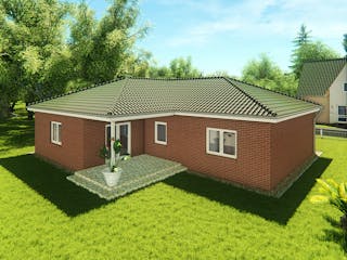 Massivhaus Winkelbungalow 115 von KLINKER HAUS Schlüsselfertig ab 283900€, Bungalow Außenansicht 2