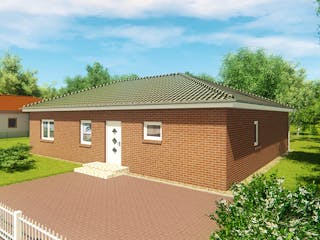 Massivhaus Winkelbungalow 115 von KLINKER HAUS Schlüsselfertig ab 283900€, Bungalow Außenansicht 3