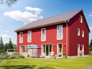 Massivhaus DOPPELHAUS 2S456 von KONZEPTHAUS Schlüsselfertig ab 345000€, Satteldach-Klassiker Außenansicht 1