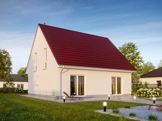 Massivhaus KLASSIK 2610 von KONZEPTHAUS Schlüsselfertig ab 318400€, Satteldach-Klassiker Außenansicht 4