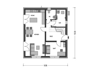 Massivhaus KLASSIK 2610 von KONZEPTHAUS Schlüsselfertig ab 318400€, Satteldach-Klassiker Grundriss 1