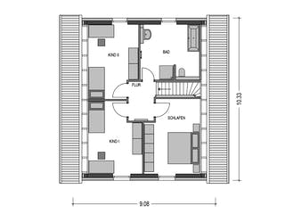 Massivhaus KLASSIK 2610 von KONZEPTHAUS Schlüsselfertig ab 318400€, Satteldach-Klassiker Grundriss 2