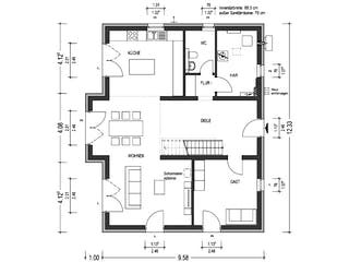 Massivhaus KLASSIK 2741 von KONZEPTHAUS Schlüsselfertig ab 346100€, Satteldach-Klassiker Grundriss 1