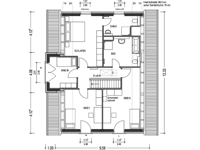 Massivhaus KLASSIK 2741 von KONZEPTHAUS Schlüsselfertig ab 346100€, Satteldach-Klassiker Grundriss 2