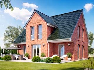 Massivhaus KLASSIK 2S20 von KONZEPTHAUS Schlüsselfertig ab 344000€, Satteldach-Klassiker Außenansicht 1