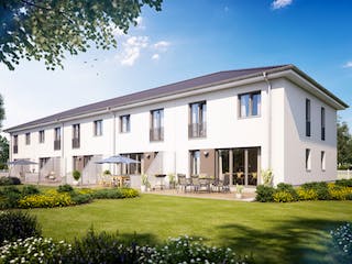 Massivhaus REIHENENDHAUS 2F554 von KONZEPTHAUS Schlüsselfertig ab 309400€, Cubushaus Außenansicht 1 Massivhaus REIHENENDHAUS 2F554 von KONZEPTHAUS Schlüsselfertig ab 309400€, Cubushaus Außenansicht 1