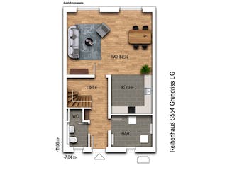 Massivhaus REIHENENDHAUS 2F554 von KONZEPTHAUS Schlüsselfertig ab 309400€, Cubushaus Grundriss 1