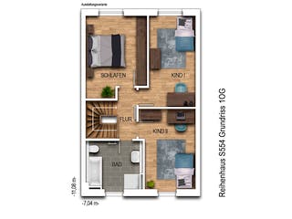 Massivhaus REIHENENDHAUS 2F554 von KONZEPTHAUS Schlüsselfertig ab 309400€, Cubushaus Grundriss 2