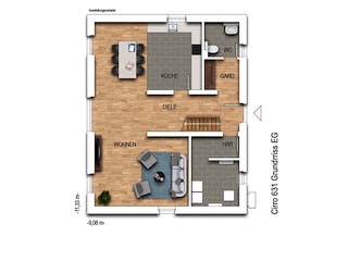 Massivhaus URBAN 2631 von KONZEPTHAUS Schlüsselfertig ab 369000€, Cubushaus Grundriss 1