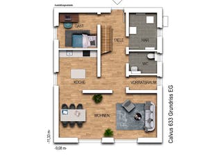 Massivhaus VARIANT 2633 von KONZEPTHAUS Schlüsselfertig ab 362400€, Satteldach-Klassiker Grundriss 1