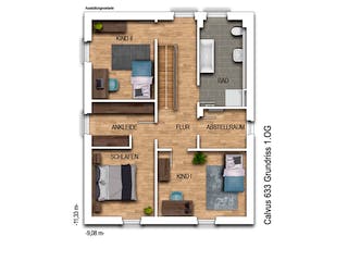 Massivhaus VARIANT 2633 von KONZEPTHAUS Schlüsselfertig ab 362400€, Satteldach-Klassiker Grundriss 2