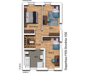 Massivhaus DOPPELHAUS 2F455 von KONZEPTHAUS Schlüsselfertig ab 371500€, Cubushaus Grundriss 2
