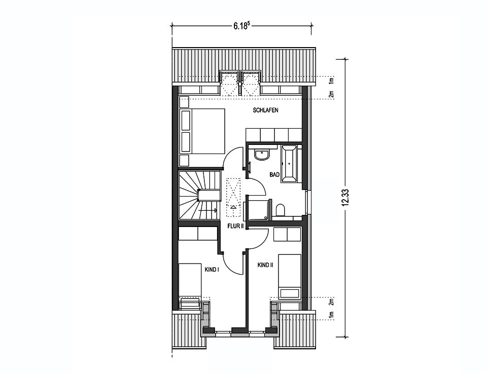 Massivhaus Doppelhaus 2S360 von KONZEPTHAUS Schlüsselfertig ab 313300€, Satteldach-Klassiker Grundriss 2